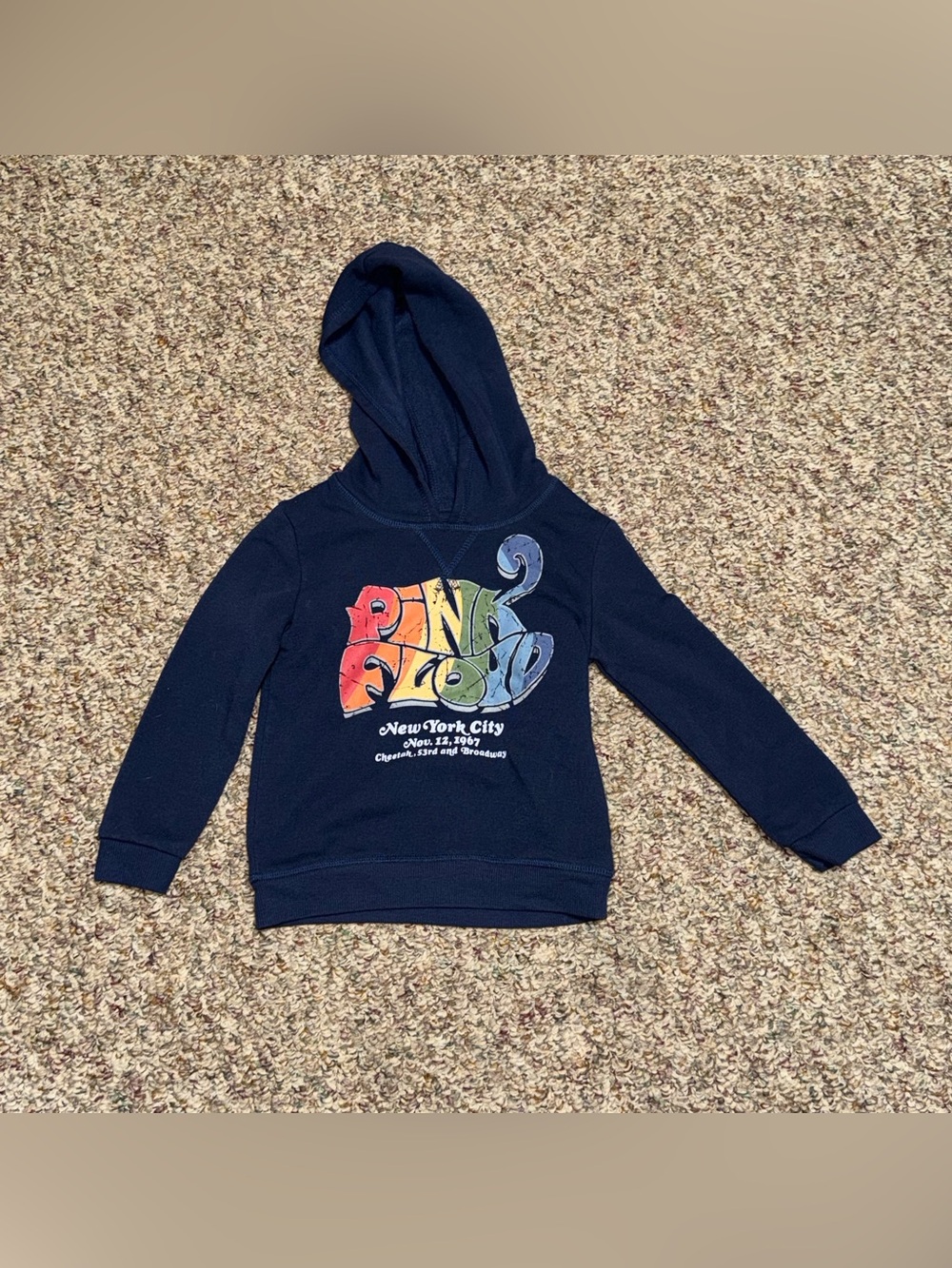 Boys girls 4T hoodie Pink Floyd Kids Navy Hoodie with Rainbow Graphic